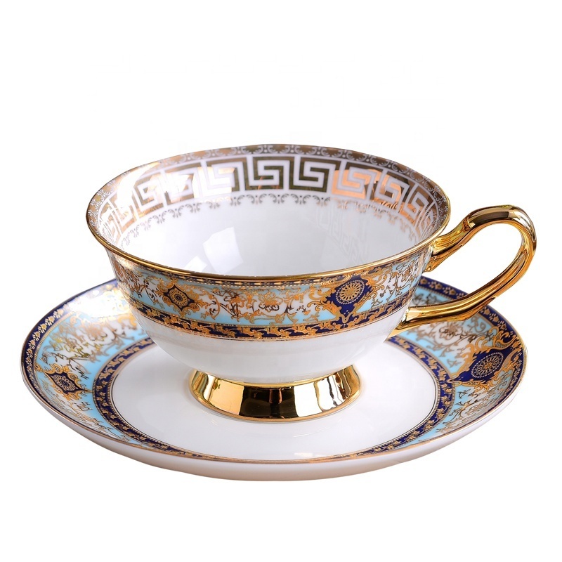 Vintage porcelain tea cup and dish 200ml royal ceramic coffee cups with saucer with your logo