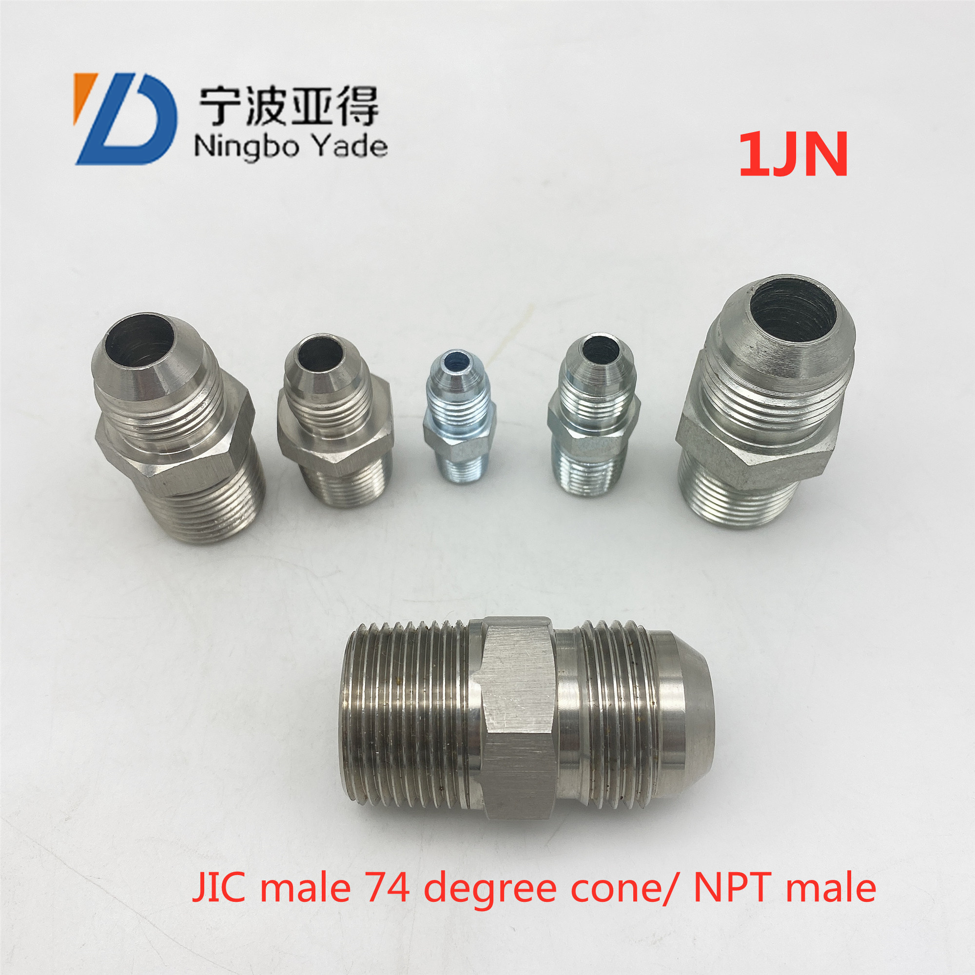 1JN Hydraulic Adapter Carbon Steel Zinc Plating 37 Degree Flared JIC NPT Hydraulics Hose Pipe Fittings Hydraulic Hose Adapter