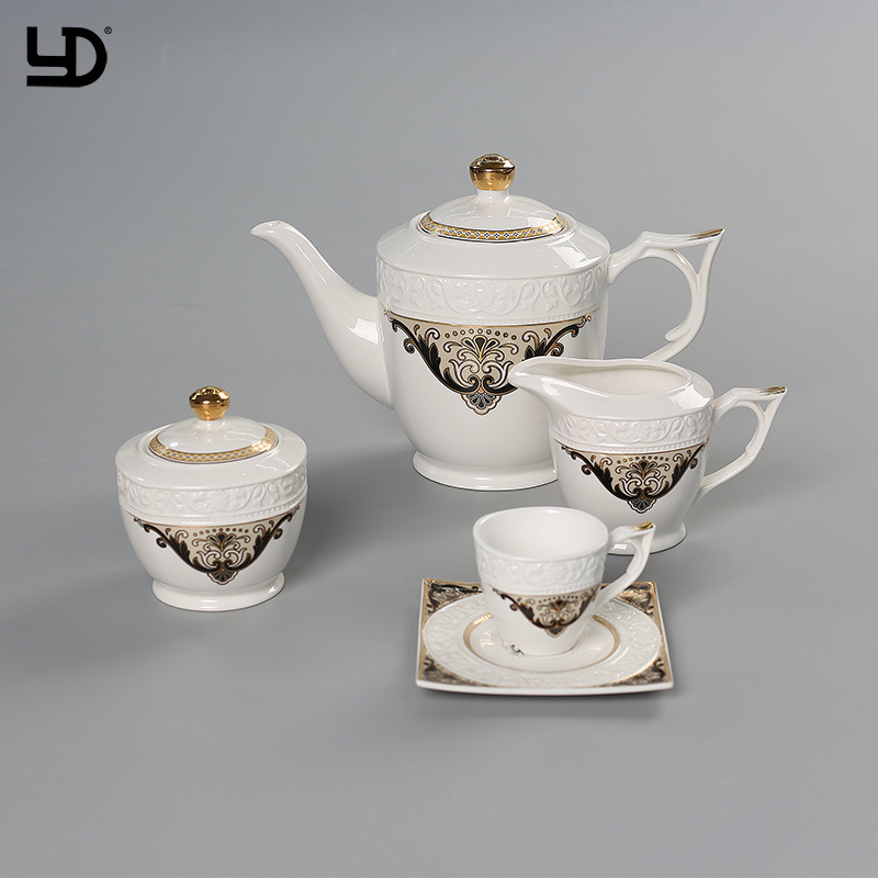 Luxury Coffee Pot And Cups Set Vintage Ceramic Tea Cup And Saucer Arabic Porcelain Tableware