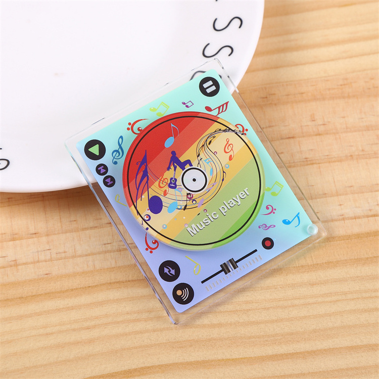 Acrylic Charms Custom Printed Cute Anime Cartoon Holographic Music Player Acrylic CD Case Double Rotating Keychain