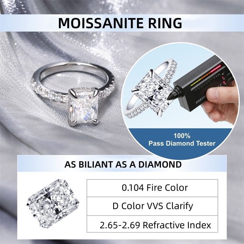 USA Stock Freeshipping Wholesale 18k gold plated VVS Moissanite 925 Sterling Silver Moissanite Ring