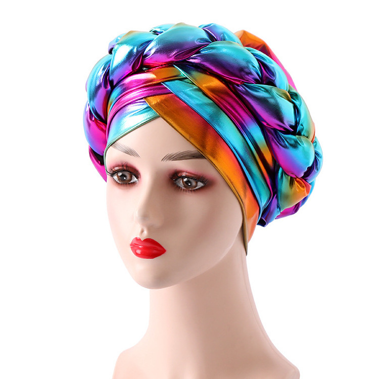 Wholesale New Arrival Fashion Three-layer Braid Hat Muslim Turban Hats African Ethnic Style Women Headscarf Headtie Turban Caps