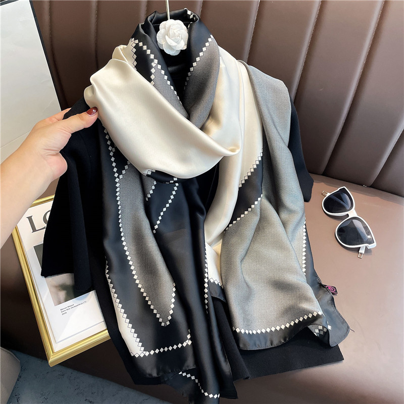 Manufacture wholesale custom design silk scarves stoles ladies silk chiffon hijabs luxury designer brand printed silk scarf