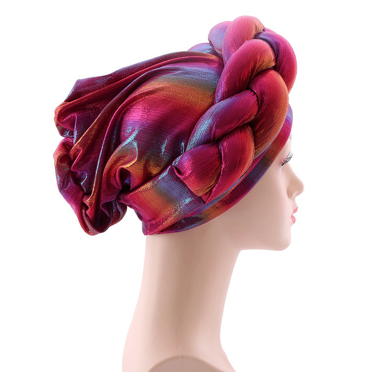 American New Style Fashion Women Colorful Elastic Cap Nigerian Bonnet Turban Hats Luxury Braid Gele Headtie Africa Muslim Hat