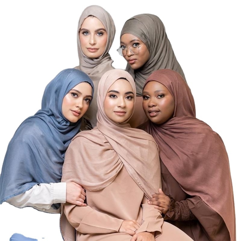 Hotsale Solid Color Soft Thin Bamboo Modal Head Wrap Scarves 185*85cm Muslim Women Head Wraps Plain Viscose Cotton Shawls Hijabs