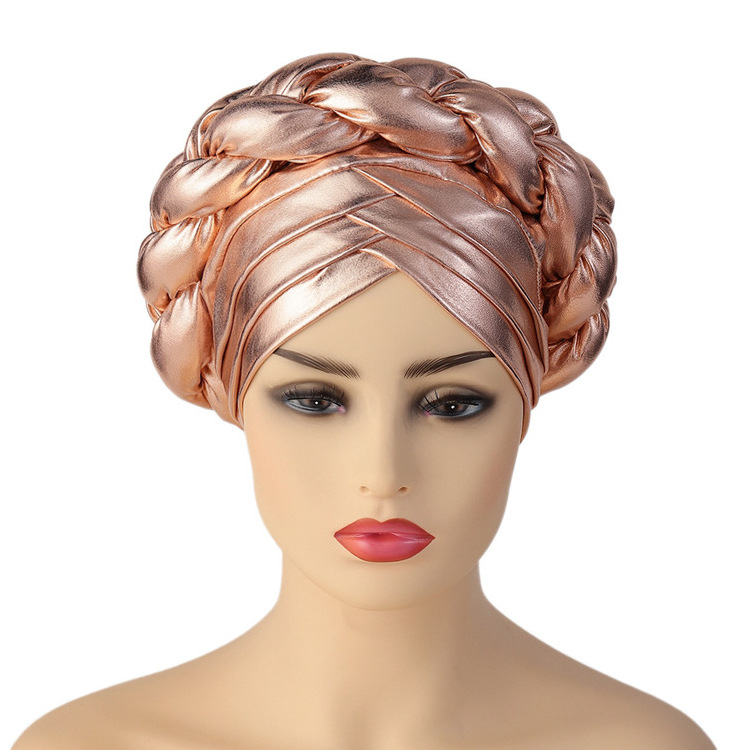 Wholesale New Arrival Fashion Three-layer Braid Hat Muslim Turban Hats African Ethnic Style Women Headscarf Headtie Turban Caps