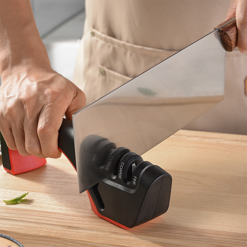 Kitchen fast sharpening grinder outdoor knife sharpeners tool with tungsten ceramic sharpening slot