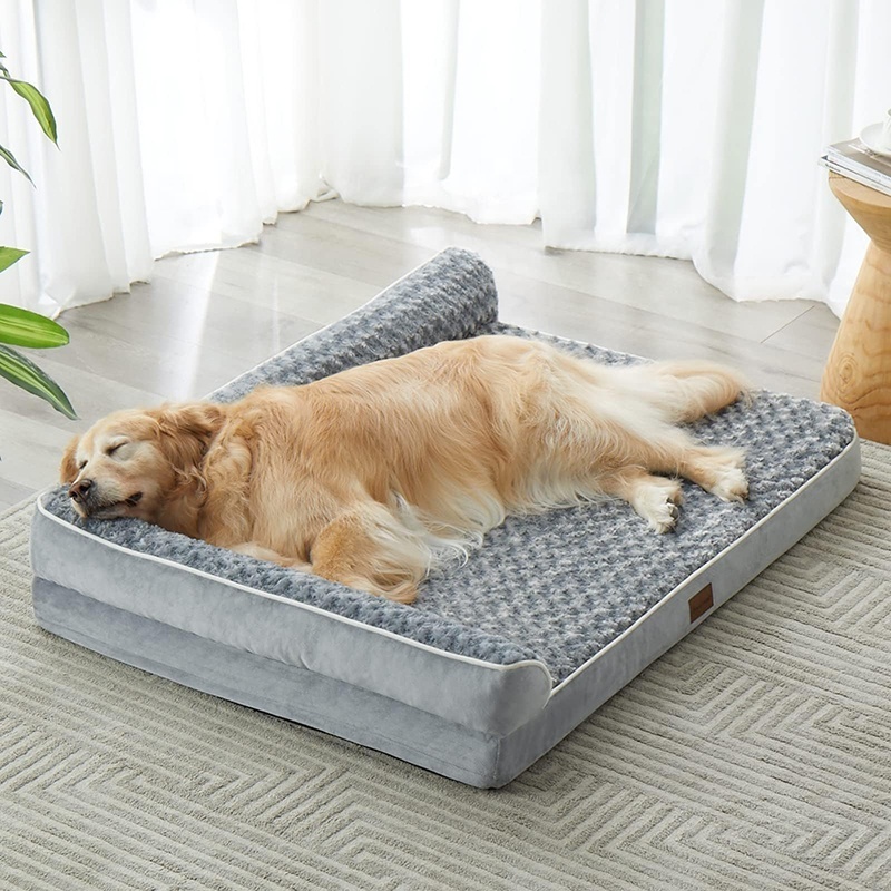 custom pet bed high quality breathable grey memory foam pet dog wholesale square bulk beds