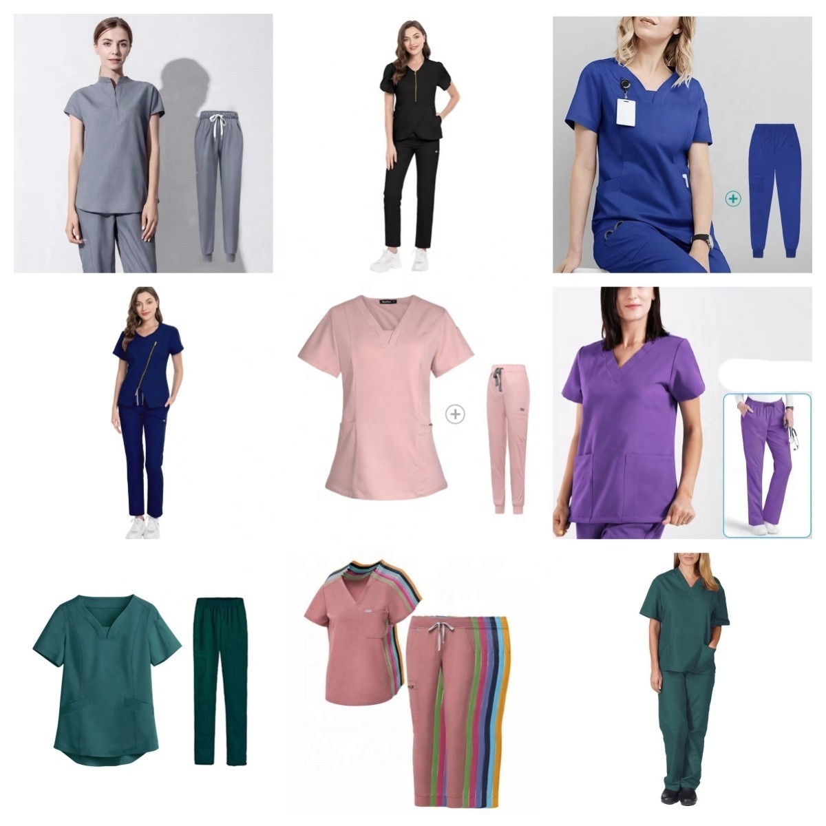 Hospital Medical Scrubs Nursing Uniforms Top and Pants for Unisex