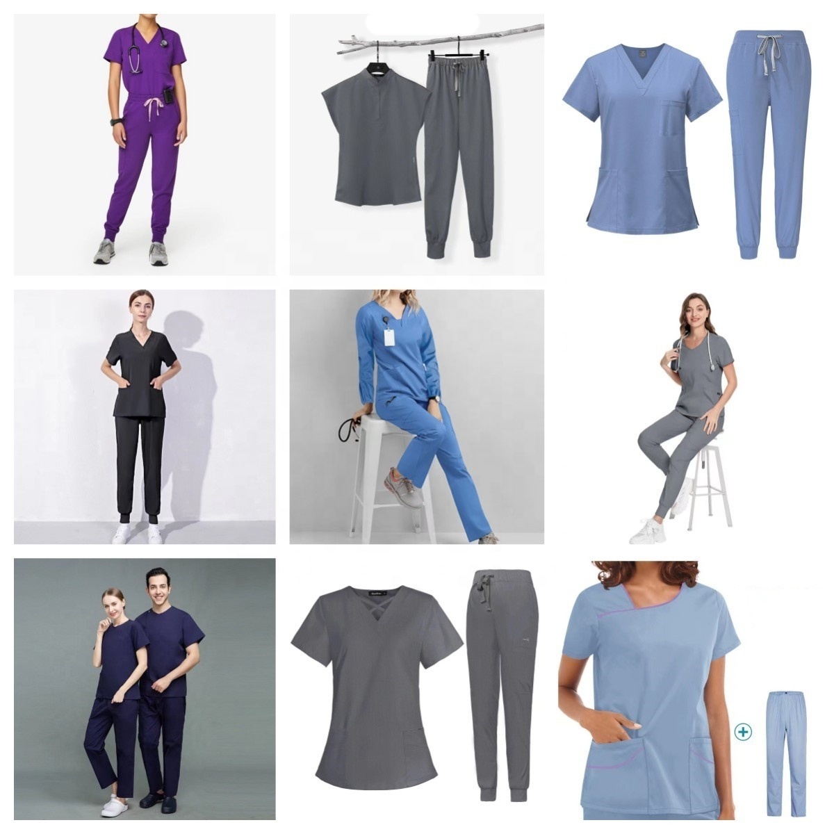 Hospital Medical Scrubs Nursing Uniforms Top and Pants for Unisex