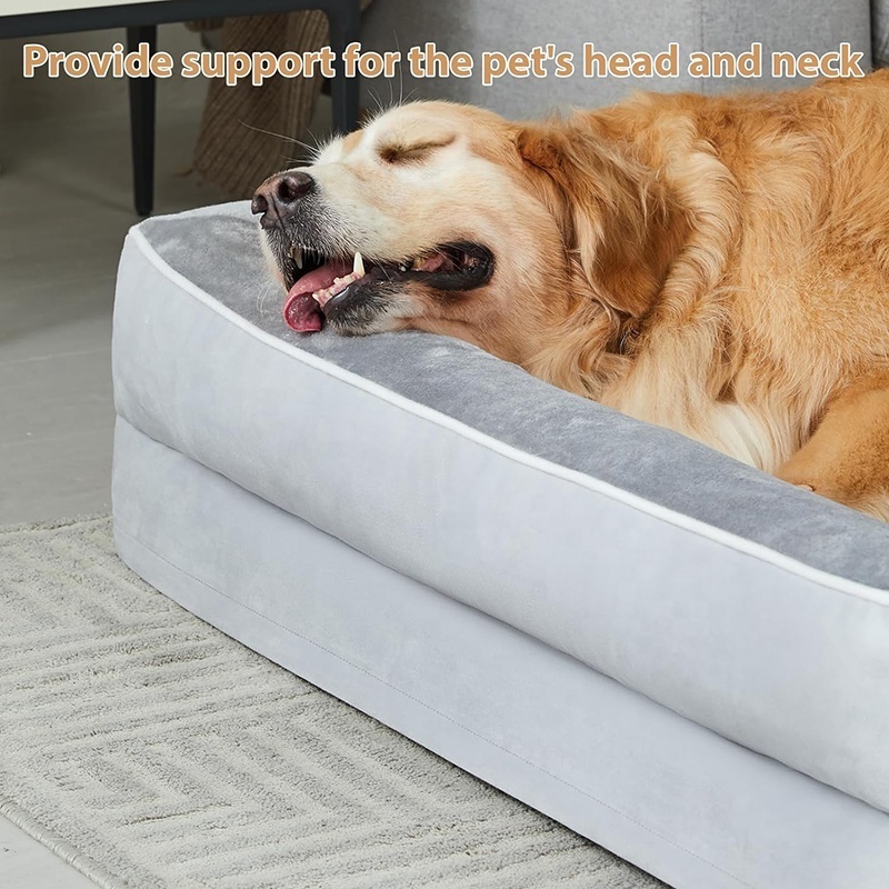 custom pet bed high quality breathable grey memory foam pet dog wholesale square bulk beds