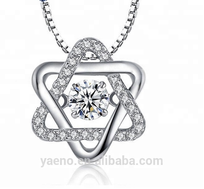 Popular Heart Shape Jewelry 925 Sterling Silver Dancing cz Pendant