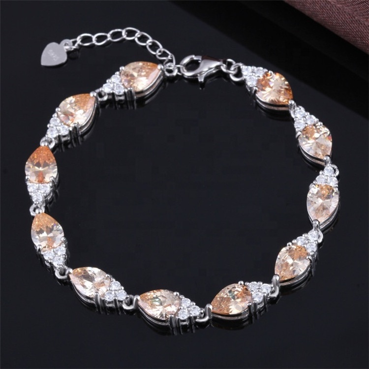 New Arrival Charm Butterfly Jewelry Pink Zircon Stone 925 Silver CZ Bracelet for Girls