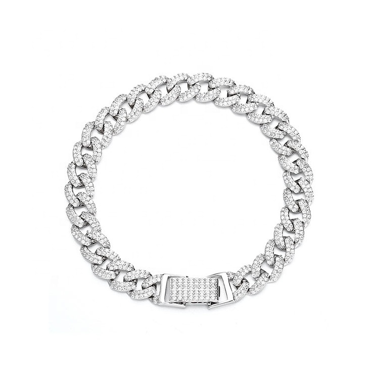 Fine Jewelry Sterling Silver 925 Luxury Cuban Chain Bracelet 9mm for Men and Women