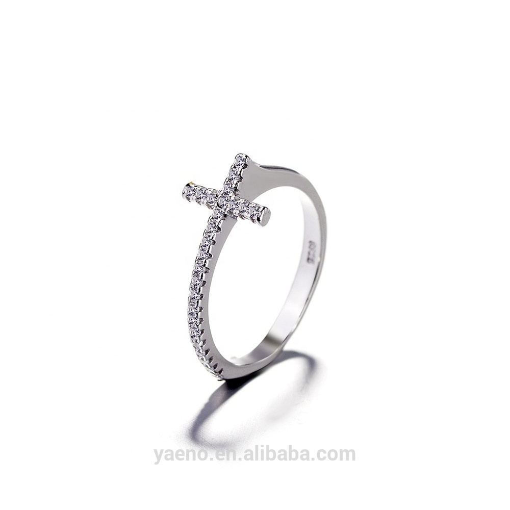 Fashion 925 Silver Jewelry Cross Ring Silver Ring Designs For Girl