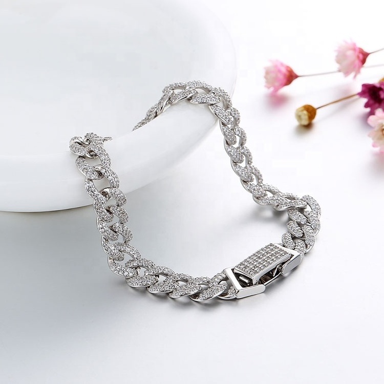 Fine Jewelry Sterling Silver 925 Luxury Cuban Chain Bracelet 9mm for Men and Women