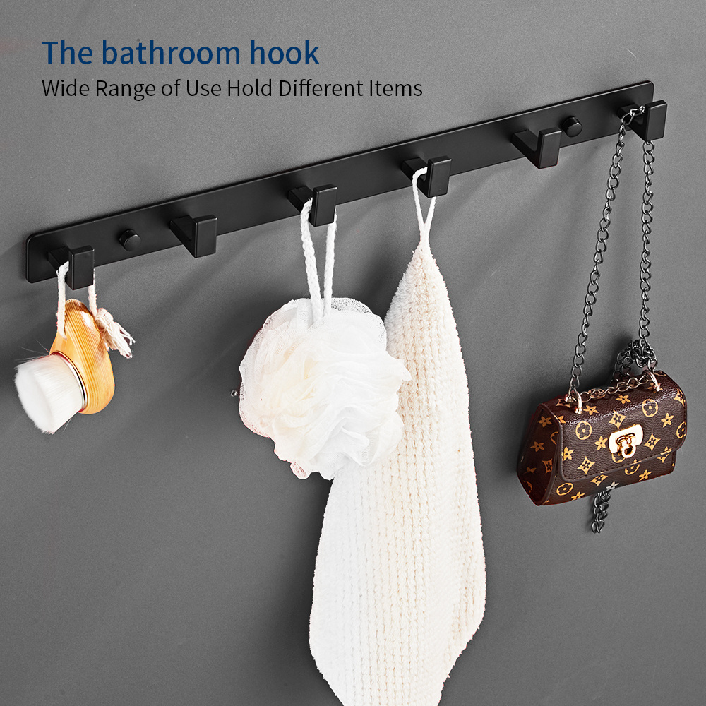 High Quality Unique Wall Hanging 6-Coat Hooks Metal Bathrobe Towel Rack Shower 6 Hooks Household Bathroom Hook Manufacturer's