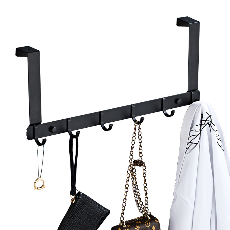 Hotel household fittings metal door hanging clothes rack kitchen solid black over the door steel bathroom 3M hook