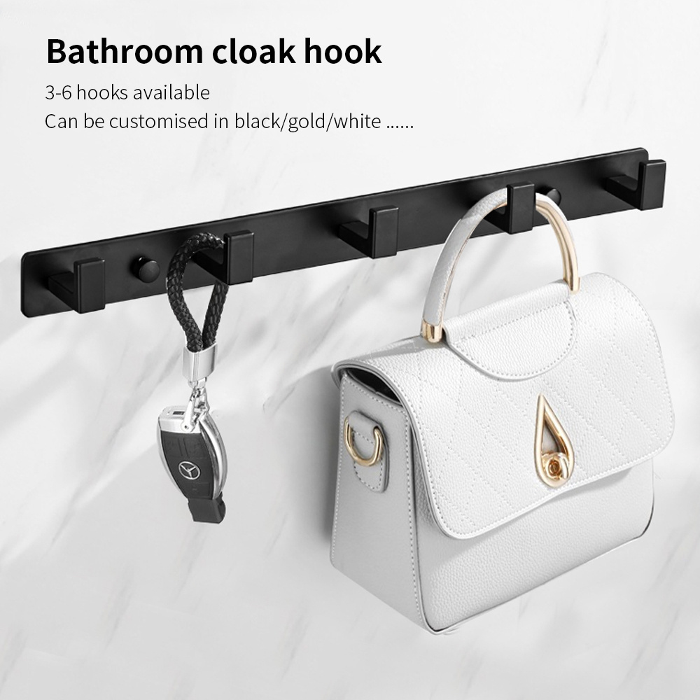 Clothes hook black wall mounted design  bathroom wholesale metal hook mounting Row Hook