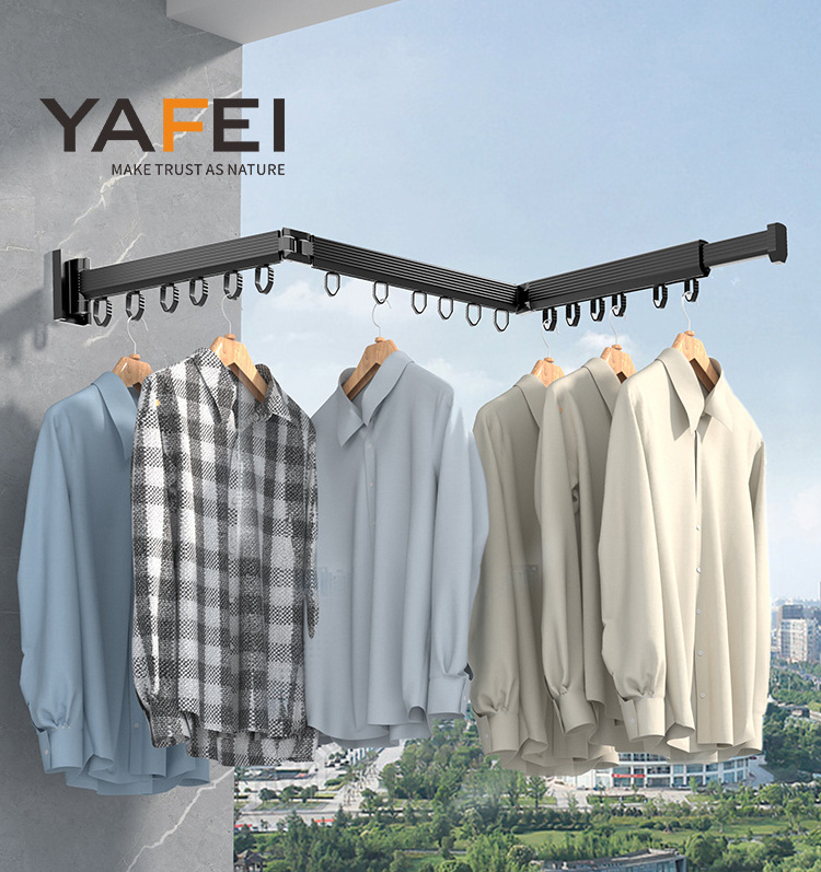 Wall-mounted foldable and retractable drying rack Space saving aluminum household laundry extension drying rack