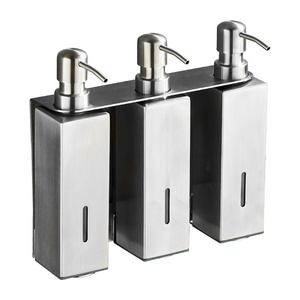 Single/double/three bottles refillable wall mounted hotel bathroom hand SS304 stainless steel shampoo liquid soap dispensers