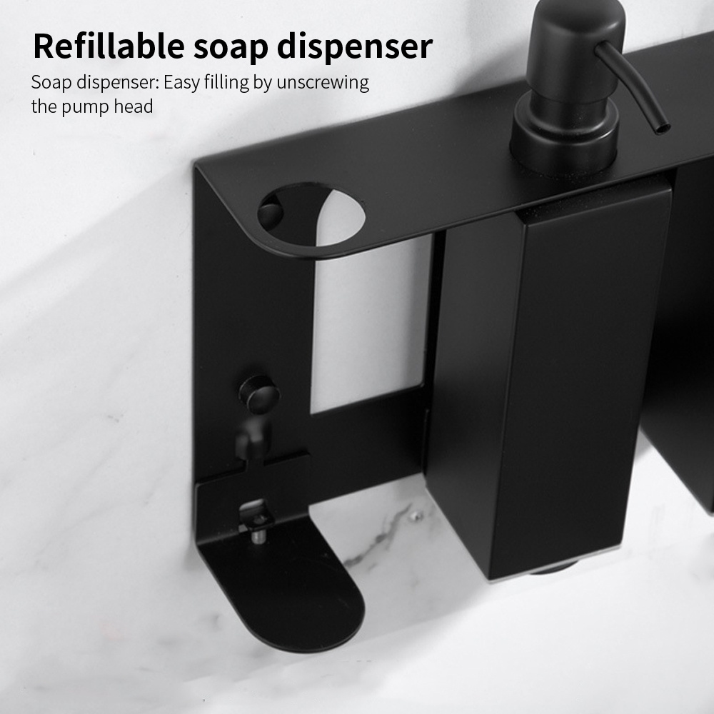 Single/double/three bottles refillable wall mounted hotel bathroom hand SS304 stainless steel shampoo liquid soap dispensers