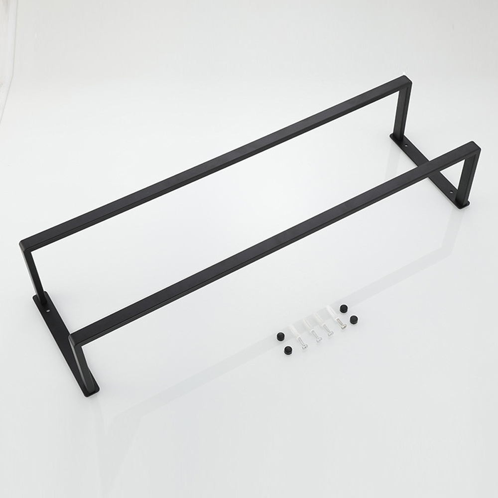 Hot Sell stainless steel matt black towel rack self adhesive bathroom rack black towel holder