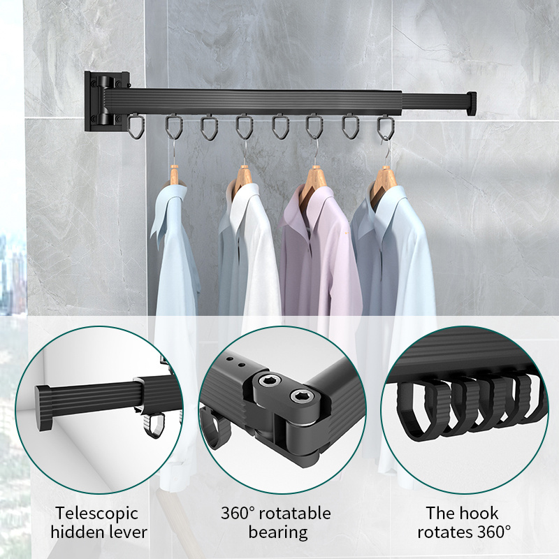 Clothes Accessories Retractable Clothes Drying Rack Space-Saver Folding Hook style clothes laundry drying rack