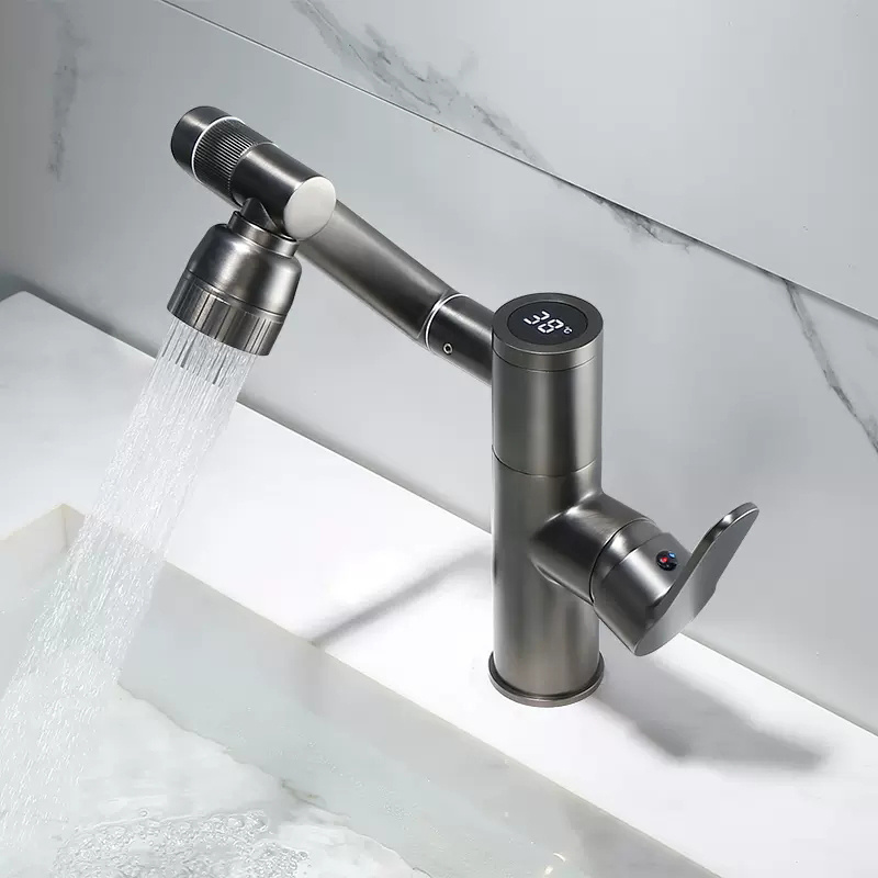 Bathroom Accessories Intelligent digital display hot and cold basin full copper wash head universal faucet