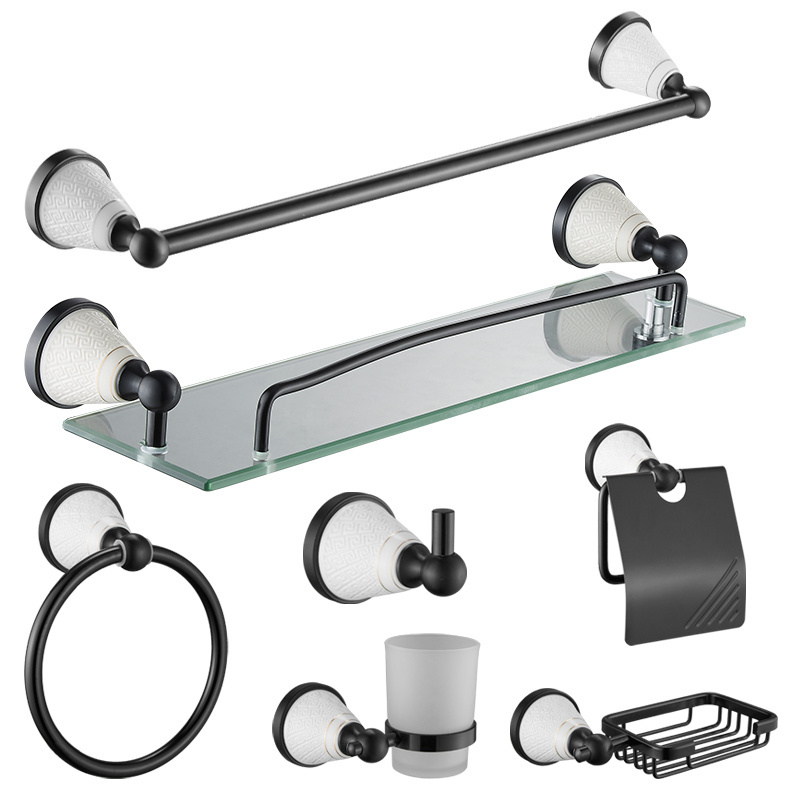 luxury home hotel matte black gold stainless steel toilet washroom bathroom products accessories set bathroom fittings