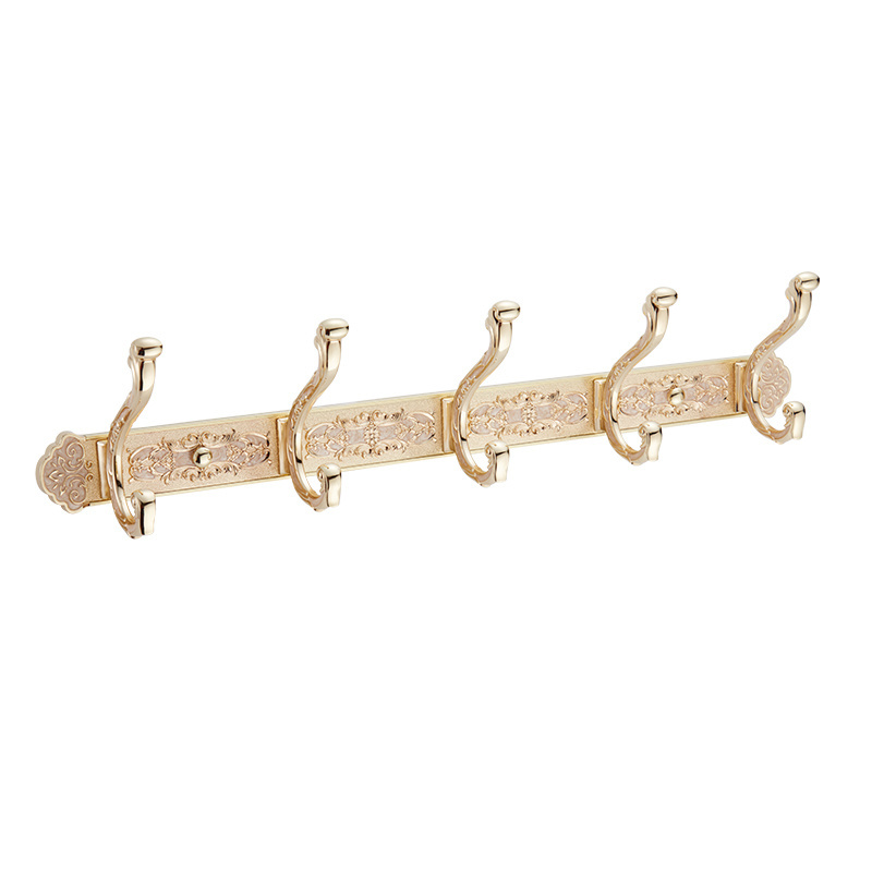 European Wall-Mounted Wall Shelf Coat Hooks Rack with 5  kirsite  Hooks for Living Room