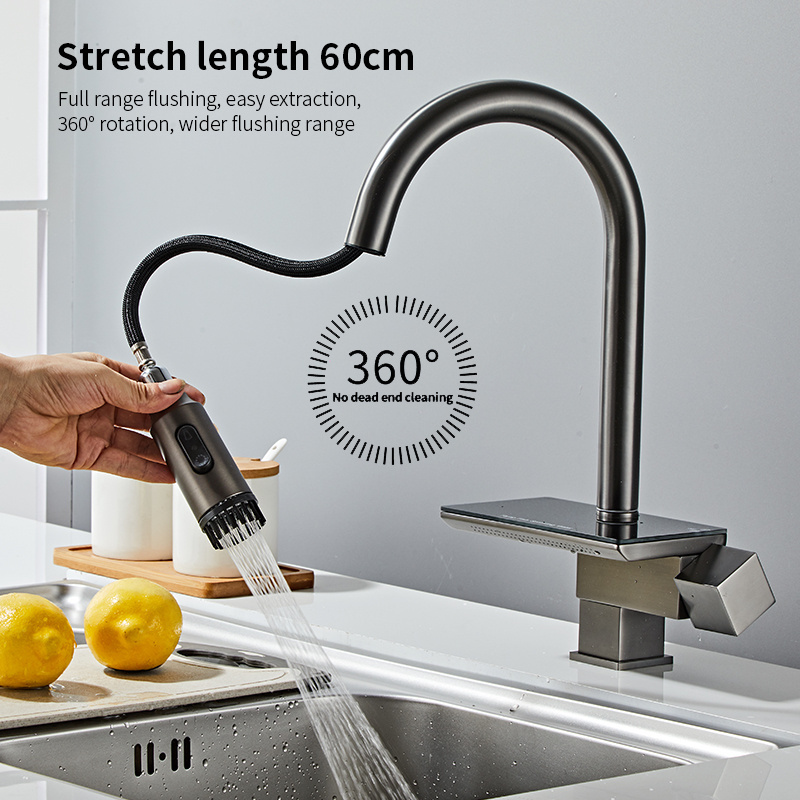 Kitchen Accessories Faucet Pull Out Sprayer Smart High-End Copper Water fall Rainfall Electrogenerating  Revolving Kitchen