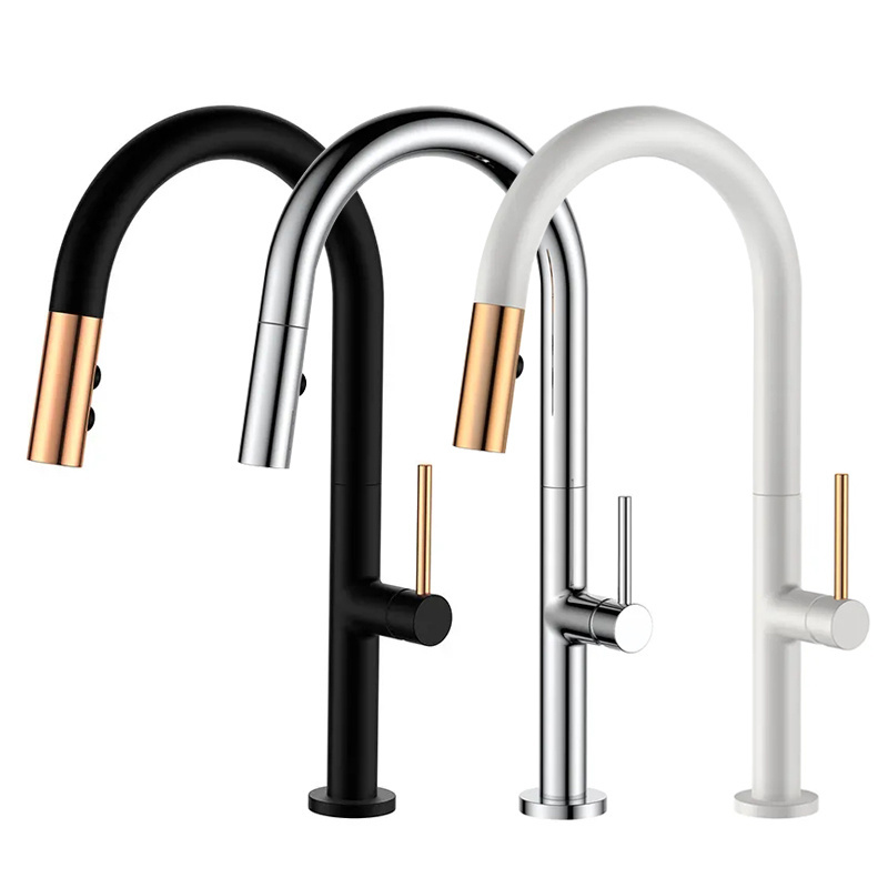 Kitchen Accessories brass kitchen faucet 3 colors pull down automatic sensor kitchen taps Luxury Brushed Bronze