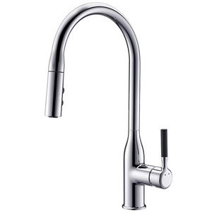 Kitchen accessories kitchen faucet, hot and cold black pull wash basin faucet  Silver Plating Single Hole Brass Adjustable Spray