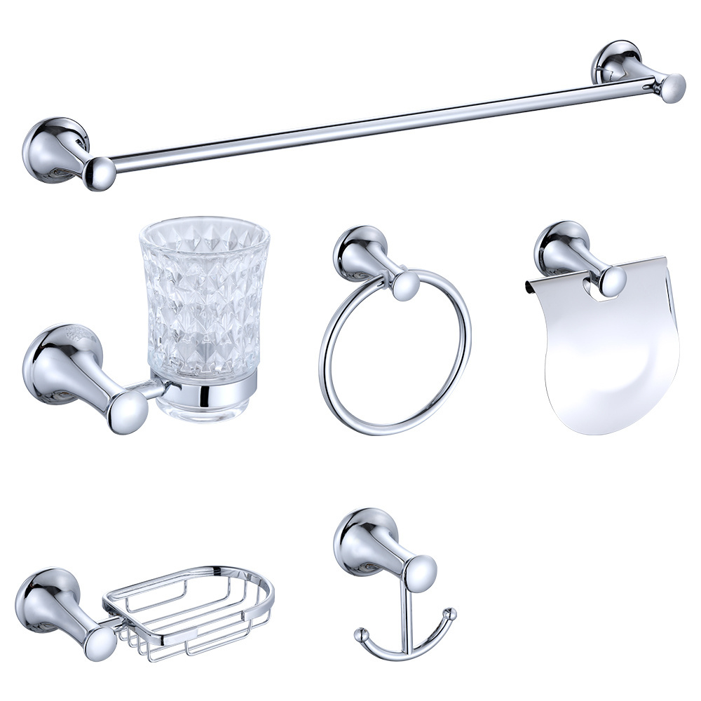 Stainless Steel Complete Bathroom Accessory Set Cheap Single Layer Toothbrush and Soap Holder in Cup Shape Box Packed