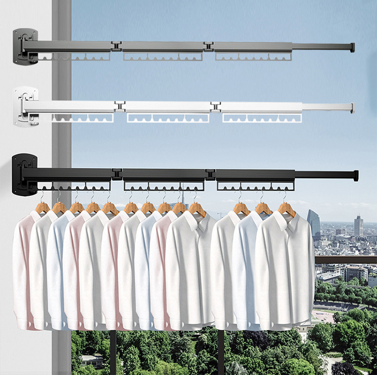 Retractable  Laundry Drying Rack Wall Mount Space Saver Clothes Rack  for Balcony Laundry Folding clothes drying rack