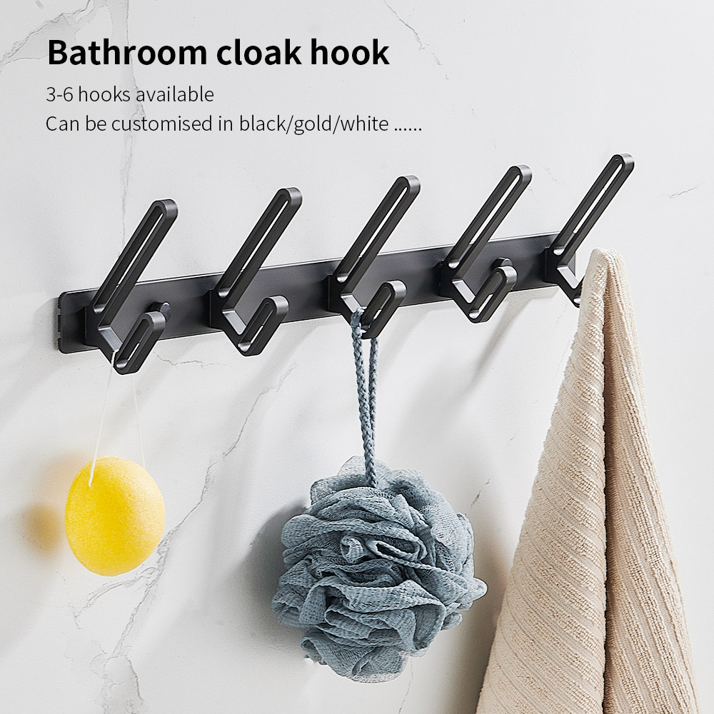 Black Bathroom Bedroom Metal Hook Industrial Standing Bath Towel Coat Rack Wall Mount Clothes Hooks