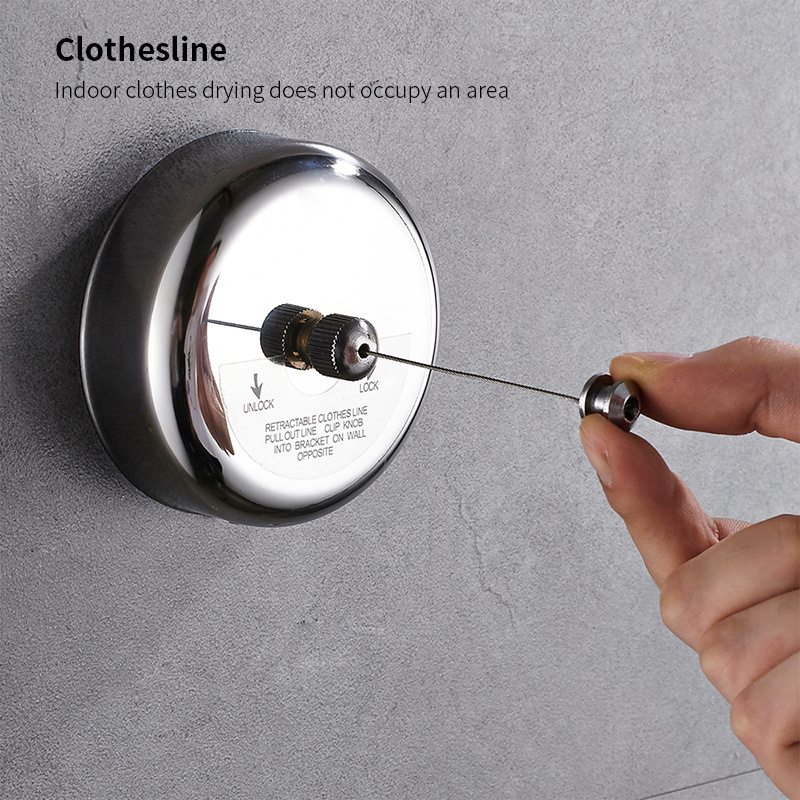 Clothes Accessories Retractable Clothes line Stainless Steel with Wall Mount Chrome and hanging clothes line with pulley washing