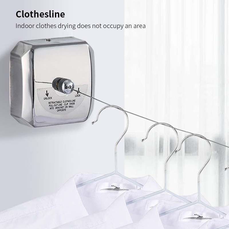 Clothes Accessories 304 stainless steel telescopic clothesline wire rope balcony wall hanging shrinking concealable wire drying rack washing lines