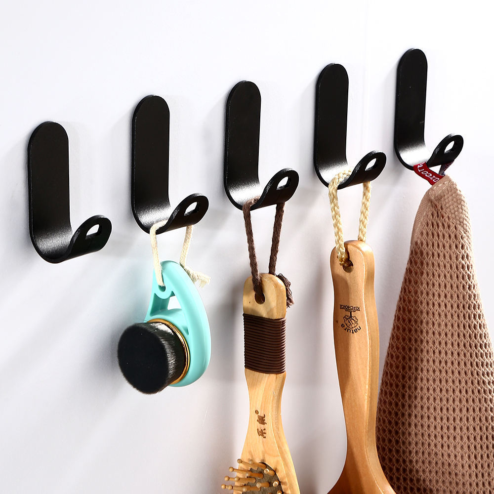 Kitchen Robe Bathroom Self-Adhesive Coat Towel Hooks Wall Hangers Hooks Anti-Skid Heavy-duty Aluminum Hanging Hook