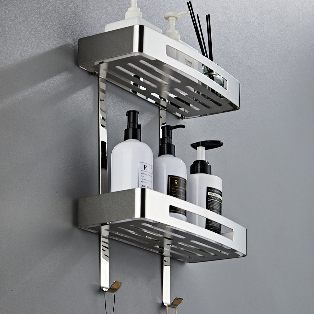 Rustproof Stainless Steel Bathroom Shower Organizer  Wall Mounted Shower Caddy Shelves corner shelf