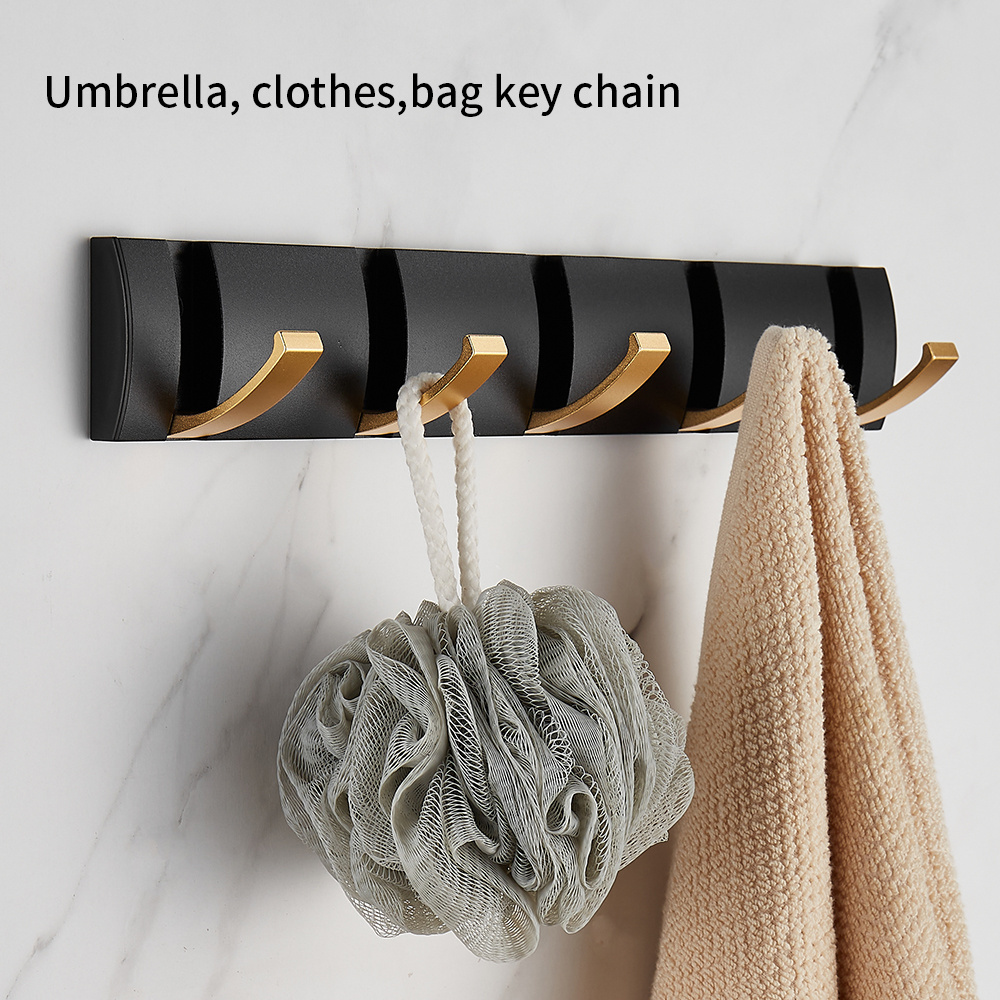 Hot Products Black Gold Nail Free Metal Invisible Folding Living Room Bedroom Wall Hooks Kitchen Wardrobe Towel Hanger Hook