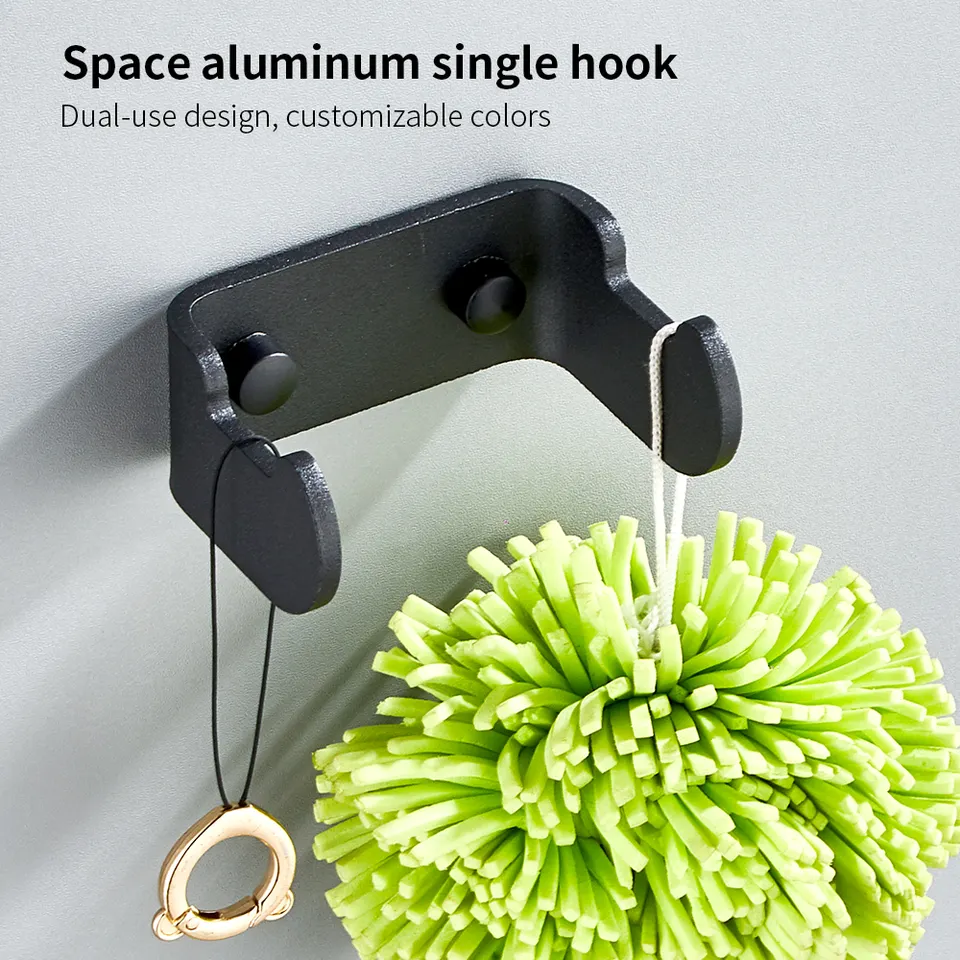 Millions wholesale Aluminum coat rack hooks for wall mounted hook Black Modern Metal Hooks  for Hanging Hat, Towel, Bag, Rope