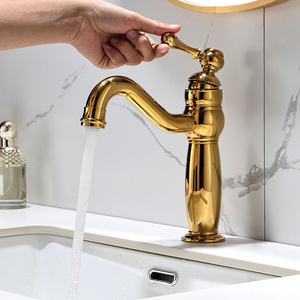 Luxury Deck mounted double handle basin faucet antique brushed gold three holes bathroom brass basin tapware