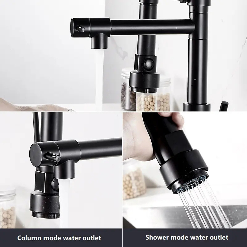 Kitchen Accessories Kitchen Faucets Commercial Solid Brass Single Handle Pull Down Sprayer Spring Kitchen Sink Faucet