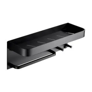 Storage organizer shelf wall rack family Black Floating Shelves for Bathroom Wall for Bedroom Organizer