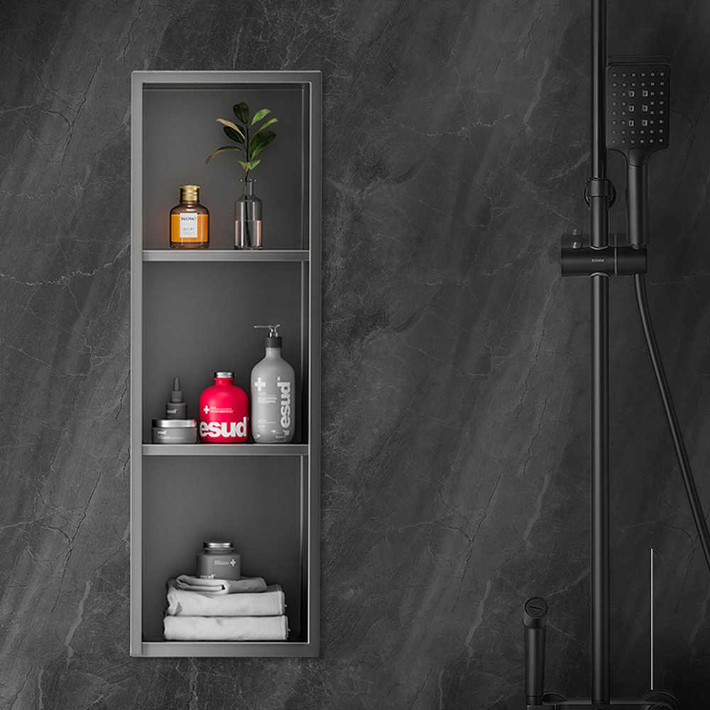 Stainless steel shower beautiful design matte black niche  odm bathroom tile insert shower shelf bathroom