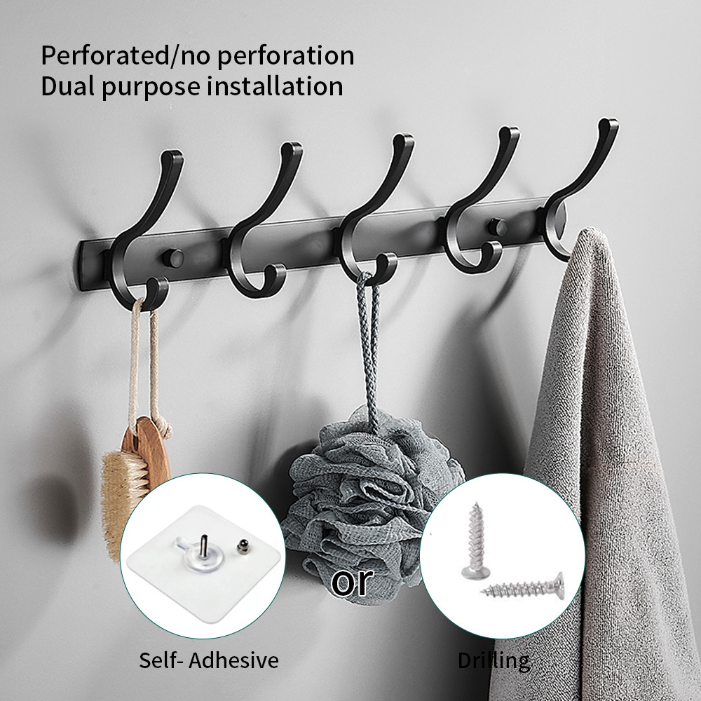 Durable and High Quality Bathroom Wall Mountable  Clothes Hooks & Rails Clothing Metal row hook