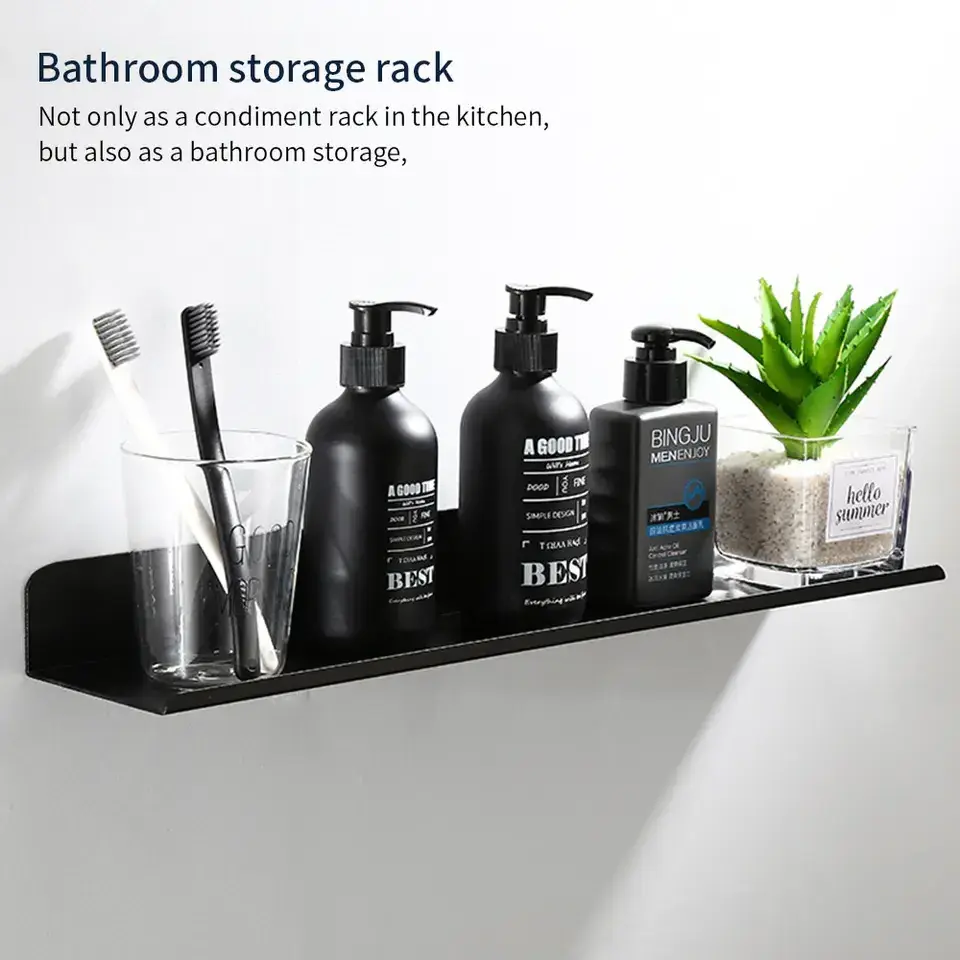 Wall Shelf Hotel Shower Storage Wall Mount Bathroom Shelf Corner Modern Metal Oxidation Single Tier Corner Shelf bathroom caddy