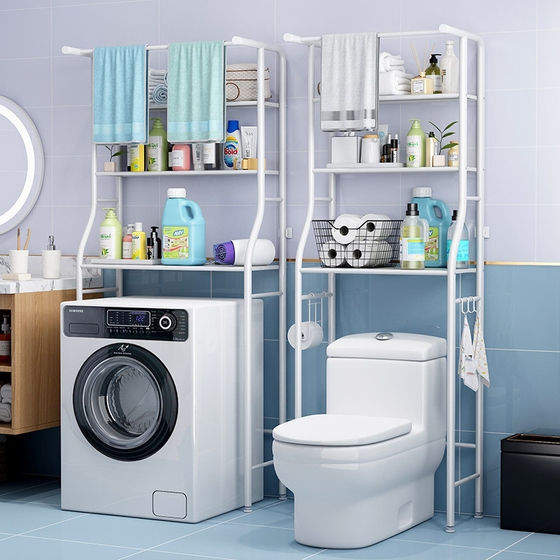 New Multifunction Bathroom Toilet Rack Metal Free Standing Over The Toilet Washing Machine Storage Rack